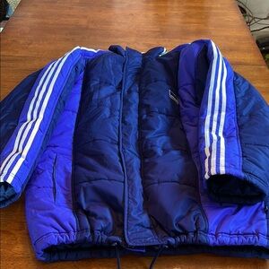 Vintage Adidas Blue and Purple Puffer Jacket